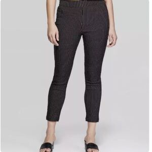 Who What Wear Sz 16 High Rise Skinny Ankle Pants Black White‎ Stripe Cropped